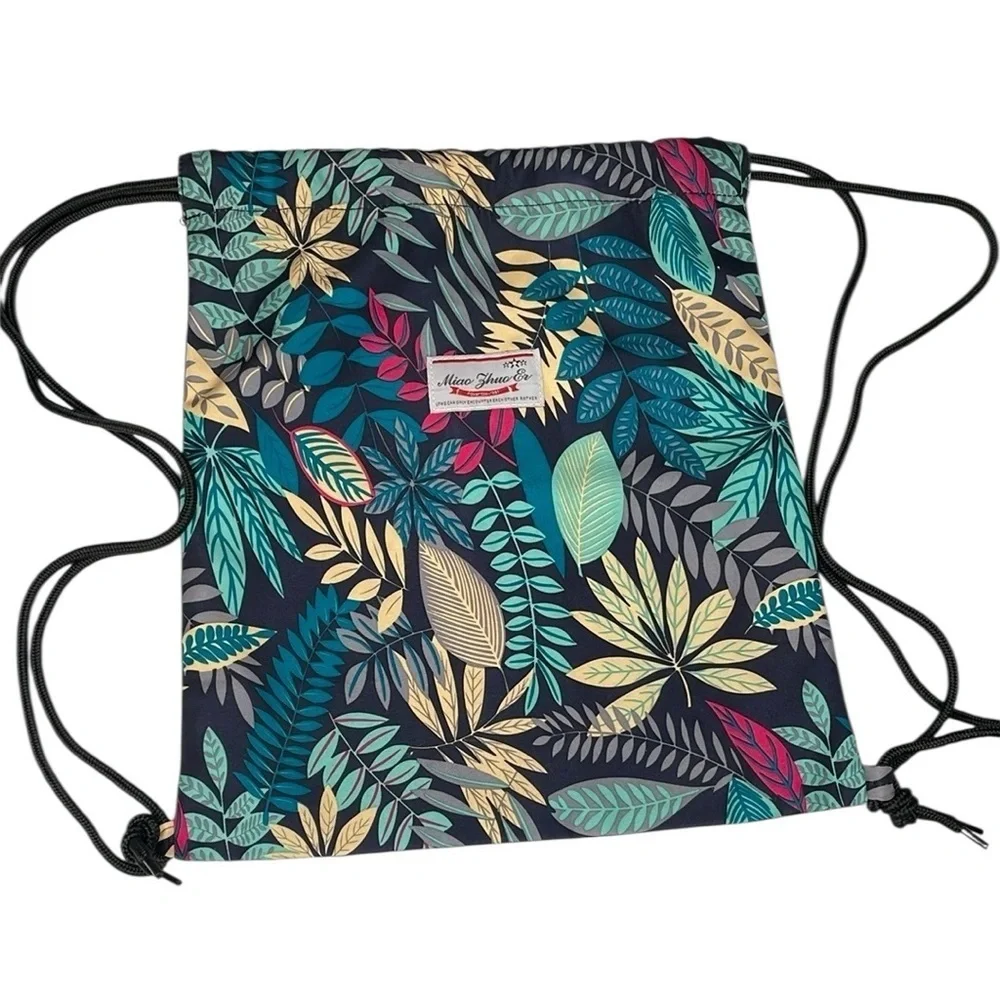 Miao Zhuo Tropical Greens Drawstring Bag